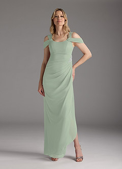 Azazie Weitzman Mère de la mariée Robes Robe Fourreau en Maille Paillettes Vert Sauge image4