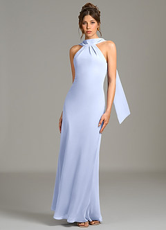 Azazie Cassiana Bridesmaid Dresses Ice Mermaid Pleated Chiffon Dress image4