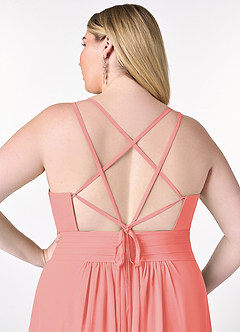 Azazie Farren Brautjungfernkleider Wandelbar A-Linie Plissee Chiffon Kleid Koralle image15