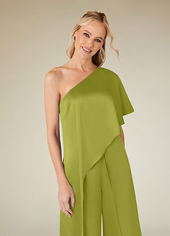 Azazie Hagretta Mother of the Bride Dresses Lemongrass Jumpsuit/Pantsuit Stretch Satin Dress image5