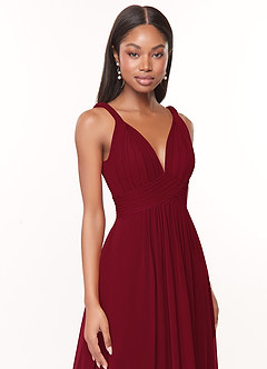 Azazie Maren Brautjungfernkleider A-Linie Plissee Chiffon Kleid Burgunderrot image6