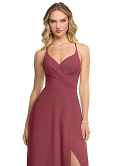 Azazie Davis Jurken voor bruidsmeisjes Jurk van Chiffon met A-Lijn V-hals Merlot image4