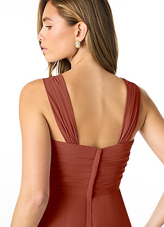 Azazie Kaitlynn Abiti da Damigella Abito Convertibile Impero in Chiffon Increspato Auburn image7