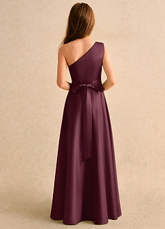 Azazie Puddles Girls Formal Sukienki dla dziewczynek sypiących kwiaty Linia A Jedno ramię Matowy satynowy Długość podłogi Sukienka image3