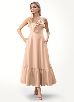 Alysha Blush Pink Bow-Tie Midi Dress image2
