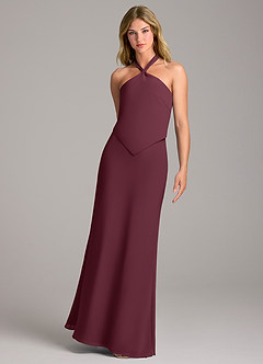 Azazie Keisha Brautjungfernkleider Etui Chiffon Kleid Cabernetrot image5