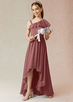 Azazie Mango Junior Desert Rose A-Line Ruched Chiffon Dress image2