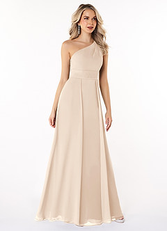 Azazie Dallas Bridesmaid Dresses White Alabaster A-Line One Shoulder Chiffon Dress image3