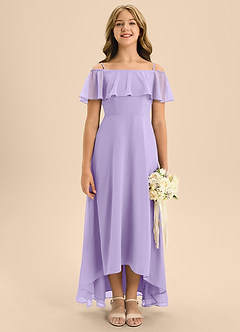 Azazie Maggie Junior Vestido de Lila de Gasa de Corte En A con Vestidos sin tirantes image5