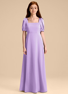 Azazie Briar Junior Lilac A-Line Bow Stretch Satin Dress image7