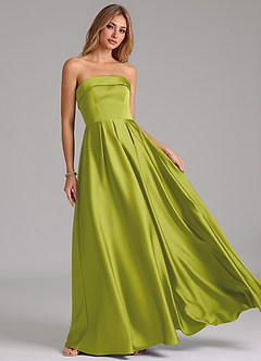 Azazie Lucienne Bridesmaid Dresses Lemongrass A-Line Strapless Stretch Satin Convertible Dress image8