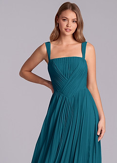 Azazie Mina Bridesmaid Dresses Ink Blue A-Line Pleated Chiffon Dress image2