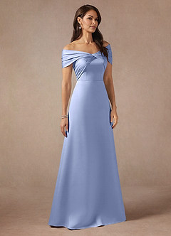 Azazie Amelia Mother of the Bride Dresses Ice A-Line Off the Shoulder Stretch Satin Dress image4