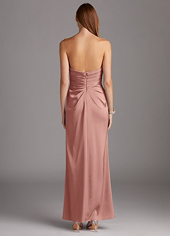 Azazie Lexie Bridesmaid Dresses Rosette Sheath Strapless Stretch Satin Convertible Dress image4