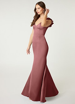 Azazie Vero Bridesmaid Dresses Amethyst Sheath Ruched Stretch Satin Dress image4