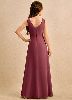Azazie Chibi Girls Formal Abiti da Ragazza di Fiori Abito A-Line in Chiffon Plissettato Merlot image2