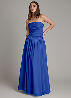 Azazie Andreina Brautjungfernkleider A-Linie Plissee Chiffon Kleid Königsblau image1