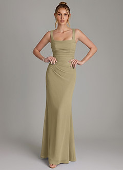 Azazie Agustina Bridesmaid Dresses Moss Green Mermaid Corset Chiffon Dress image3
