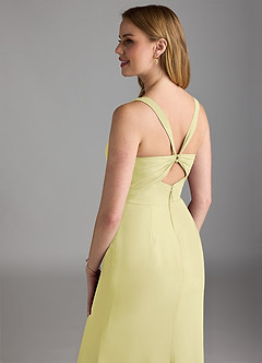 Azazie Mero Abiti da Damigella Abito Tubino in Chiffon Plissettato Sorbetto Al Limone image4