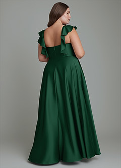 Azazie Leilani Bridesmaid Dresses Dark Green A-Line Ruched Stretch Satin Dress image11