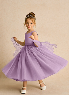 Azazie Pear vestidos de niña de las flores Vestido de Glicinia de Tul de Princesa con Lazo image2