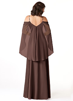 Azazie Cienna Bridesmaid Dresses Ganache A-Line Long Sleeve Chiffon Dress image2