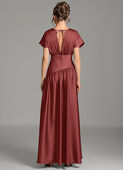 Azazie Alysse Robes de demoiselle d'honneur Robe Trapèze en Satin extensible Terracotta image2