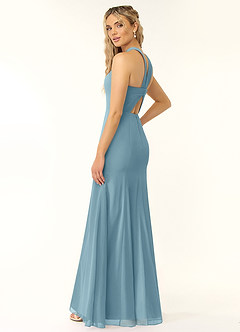 Azazie Rue Bridesmaid Dresses Moody Blue A-Line Halter Chiffon Dress image5