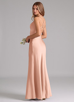 Azazie Suttona Brautjungfernkleider A-Linie Plissee Stretch-Satin Kleid Roségold image1
