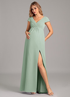 Azazie Allessia Maternity Bridesmaid Dresses A-Line Pleated Chiffon Floor-Length Dress image1