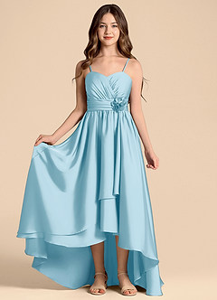 Azazie Catalina Junior Sky Blue A-Line Sweetheart Neckline Stretch Satin Dress image5