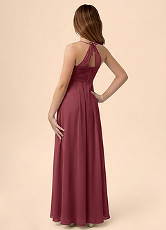 Azazie Ginny Junior Linia A Pofałdowany Szyfon Długość podłogi Młodsza druhna Sukienka image2