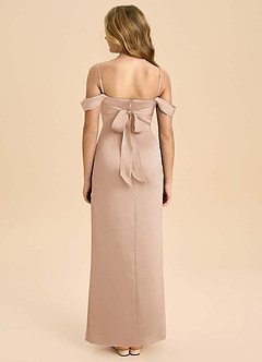 Azazie Saige Junior Robe Fourreau en Satin extensible Épaule décolletée Rose Perle image2
