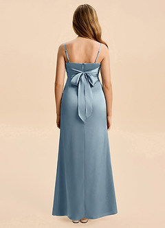 Azazie Christen Junior Dusty Blue A-Line Pleated Stretch Satin Dress image5