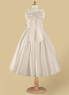 Azazie Bo Peep Flower Girl Dresses Frost A-Line Bow Matte Satin Dress image8