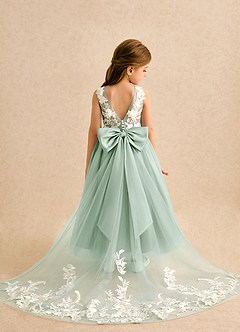 Azazie Mixie vestidos de niña de las flores Vestido de Agave de Encaje de Corte Princesa image1