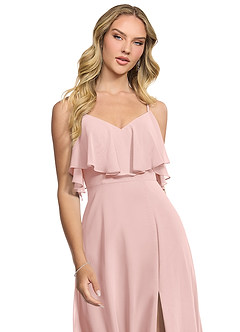 Azazie Jean Bridesmaid Dresses Powder Pink A-Line Chiffon Convertible Dress image4