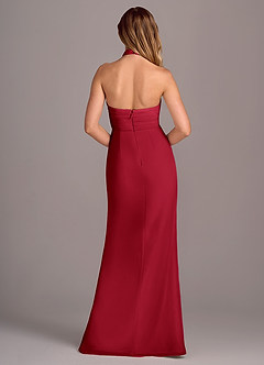 Azazie Jemma Brautjungfernkleider Etui Plissee Chiffon Kleid Scharlachrot image2