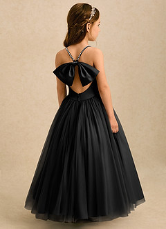 Azazie Aurora Blumenmädchenkleider A-Linie Schleifen Tüll Kleid Schwarz image1
