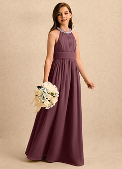 Azazie Aria Girls Formal Flower Girl Klänningar Klänning A-Line i Chiffong Plisserad image3