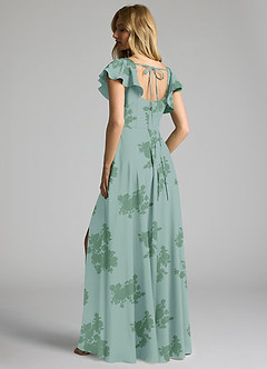 Azazie Bondi Robes de demoiselle d'honneur Robe Trapèze en Satin extensible Arc Fleurs De Sauge Poussiéreuse image3