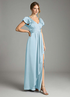 Azazie Omari Jurken voor bruidsmeisjes Jurk van Stretch Satijn met A-Lijn Hemelsblauw image5