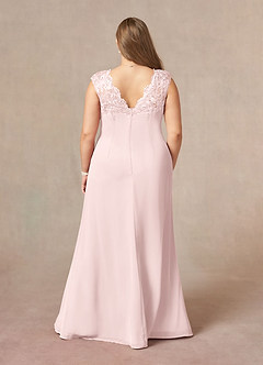 Azazie Gladys Mother of the Bride Dresses Blushing Pink A-Line Queen Anne Lace Chiffon Dress image8
