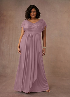 Azazie Reneya Mother of the Bride Dresses Dusty Rose A-Line Pleated Mesh Dress image7