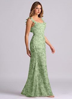 Azazie Callie Bridesmaid Dresses Green Fern Floral Mermaid Side Slit Chiffon Convertible Dress image3