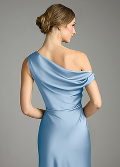 Azazie Emerson Bridesmaid Dresses Powder Blue Mermaid Off the Shoulder Stretch Satin Dress image7