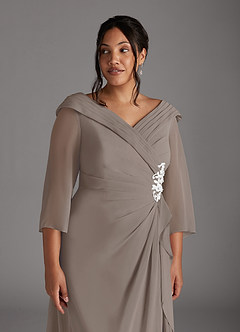 Azazie Jaycee Mother of the Bride Dresses Taupe A-Line Chiffon Dress image11