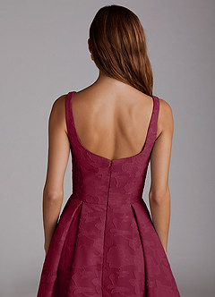 Azazie Amalie Bridesmaid Dresses Burgundy A-Line Pleated Floral Burnout Dress image6