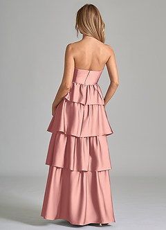 Azazie Faye Robes de demoiselle d'honneur Robe Trapèze en Satin extensible Rayé Rosette image7