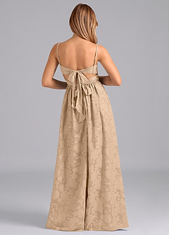 Azazie Zeya Bridesmaid Dresses Champagne A-Line Bow Floral Burnout Dress image6